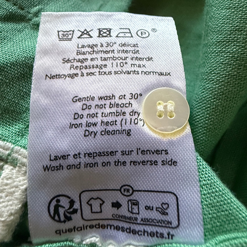 Sézane X Lucia Vergara Green Linen Embroidered Cottagecore Blouse Avant Garde - Picture 12 of 13